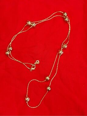 Swarovski Swan Gold Tone Crystal Embellished Station Necklace 36” Long